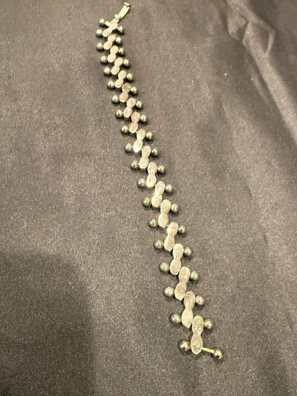 Sterling Silver Peanut Chain Link Bracelet - Hammered Texture Modern Link